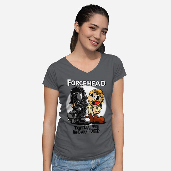 Force Head-Womens-V-Neck-Tee-joerawks