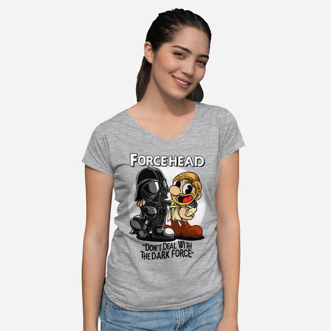 Force Head-Womens-V-Neck-Tee-joerawks