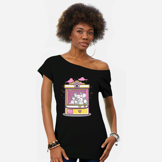 Kitty Claw Machine-Womens-Off Shoulder-Tee-Astrobot Invention