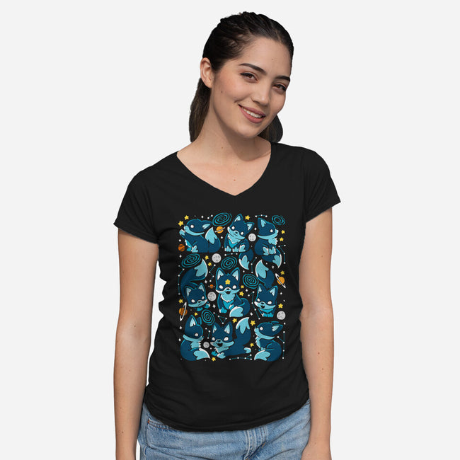 Fox Stars-Womens-V-Neck-Tee-Vallina84