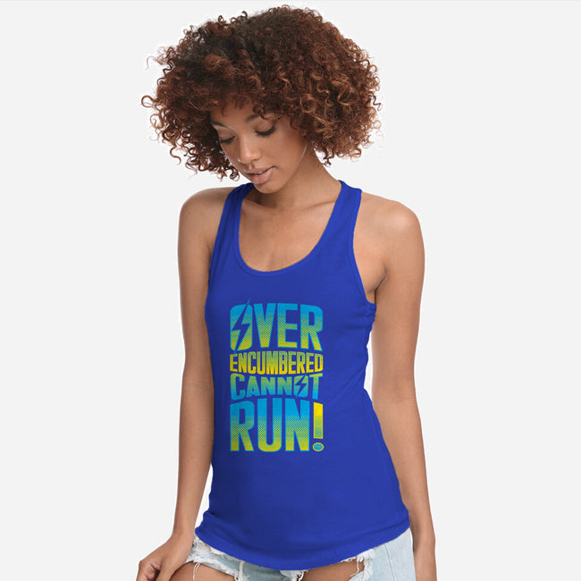 Overencumbered Cannot Run-Womens-Racerback-Tank-rocketman_art