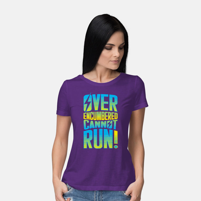 Overencumbered Cannot Run-Womens-Basic-Tee-rocketman_art