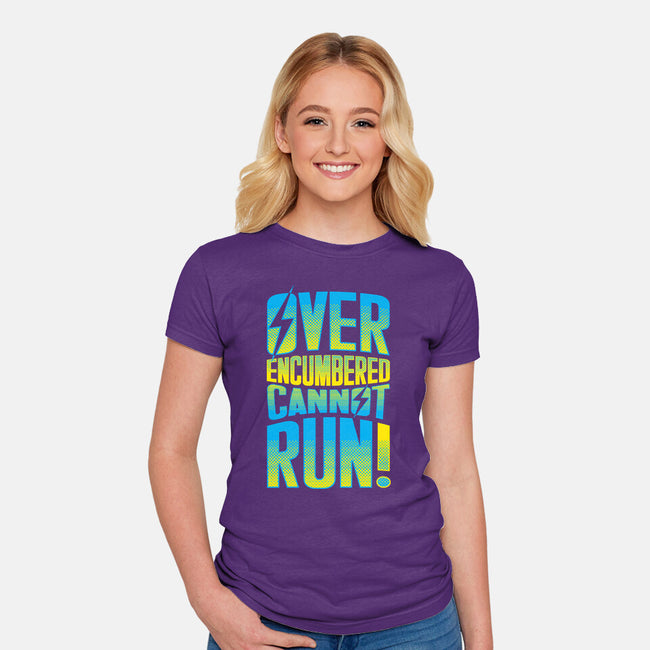 Overencumbered Cannot Run-Womens-Fitted-Tee-rocketman_art