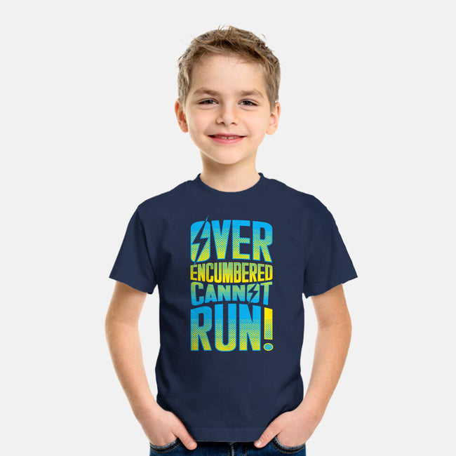 Overencumbered Cannot Run-Youth-Basic-Tee-rocketman_art