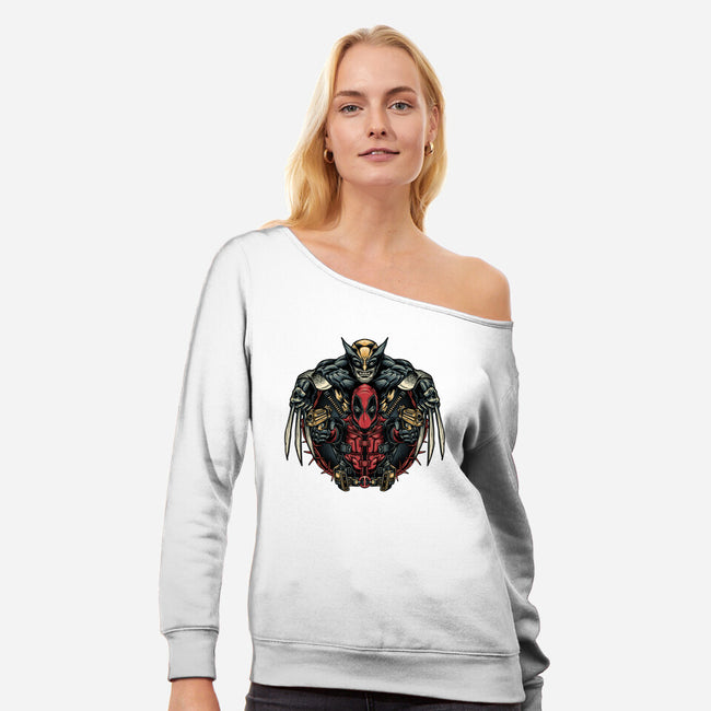 Double Trouble-Womens-Off Shoulder-Sweatshirt-glitchygorilla