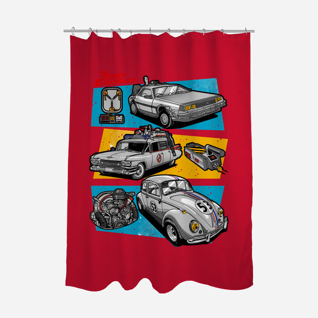 Fast And Curious Cars-None-Polyester-Shower Curtain-Roni Nucleart