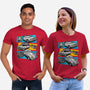 Fast And Curious Cars-Unisex-Basic-Tee-Roni Nucleart