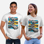 Fast And Curious Cars-Unisex-Basic-Tee-Roni Nucleart