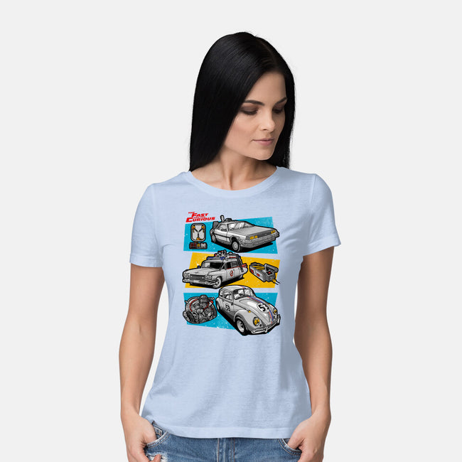 Fast And Curious Cars-Womens-Basic-Tee-Roni Nucleart