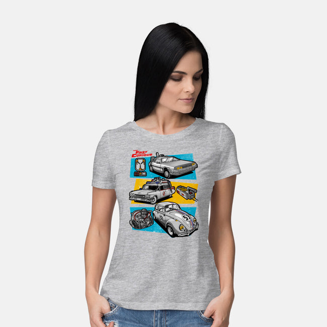 Fast And Curious Cars-Womens-Basic-Tee-Roni Nucleart