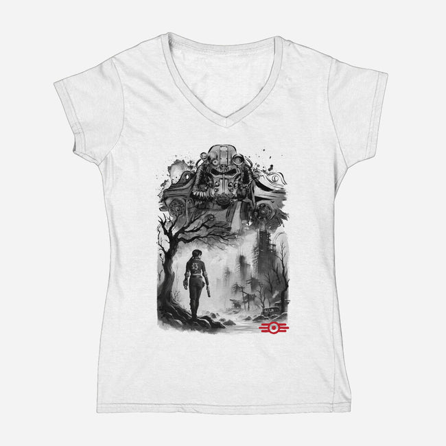 Welcome To The Wasteland-Womens-V-Neck-Tee-DrMonekers