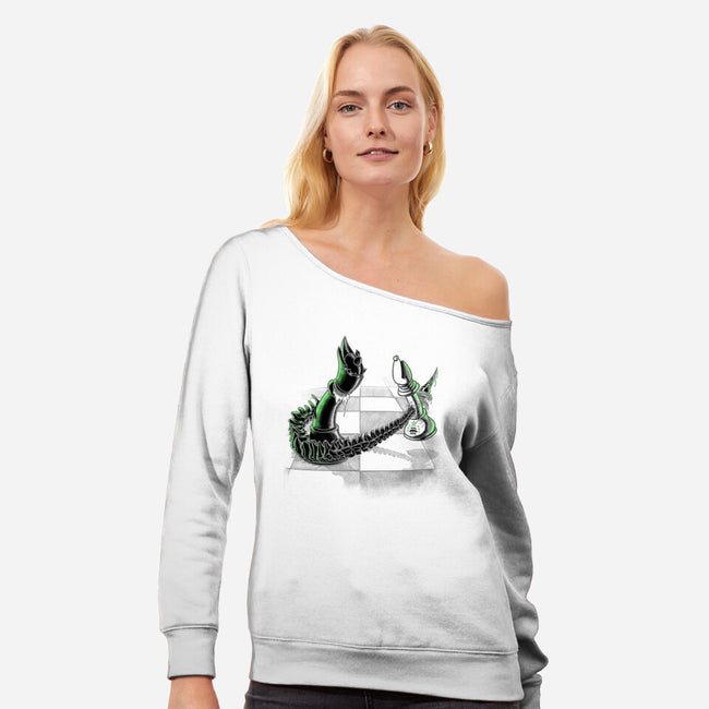 Queen Takes Bishop-Womens-Off Shoulder-Sweatshirt-Ibeenthere