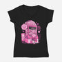 Pink Claw Machine-Womens-V-Neck-Tee-eduely