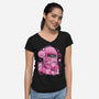 Pink Claw Machine-Womens-V-Neck-Tee-eduely