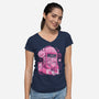 Pink Claw Machine-Womens-V-Neck-Tee-eduely