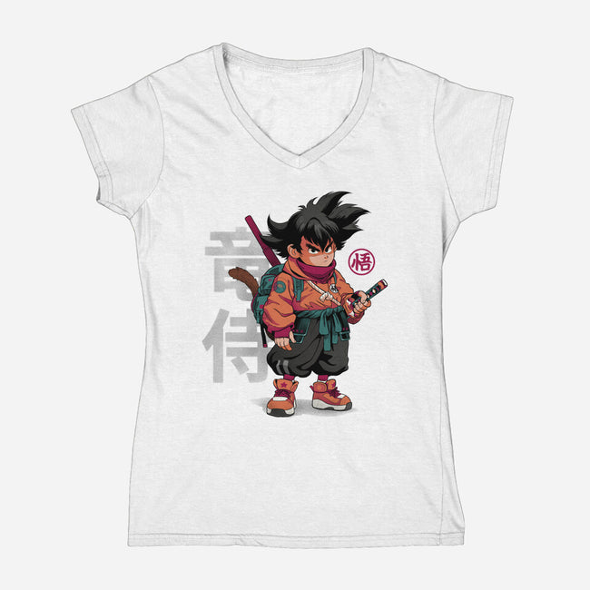 Samurai Dragon-Womens-V-Neck-Tee-Bruno Mota