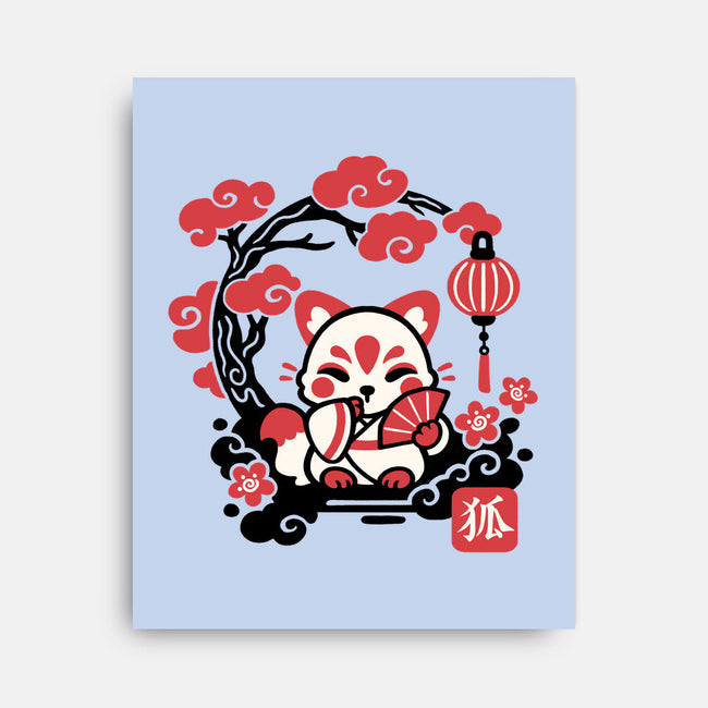 Kokeshi Kitsune-None-Stretched-Canvas-NemiMakeit