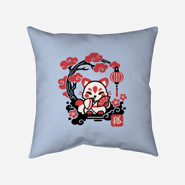 Kokeshi Kitsune-None-Removable Cover-Throw Pillow-NemiMakeit