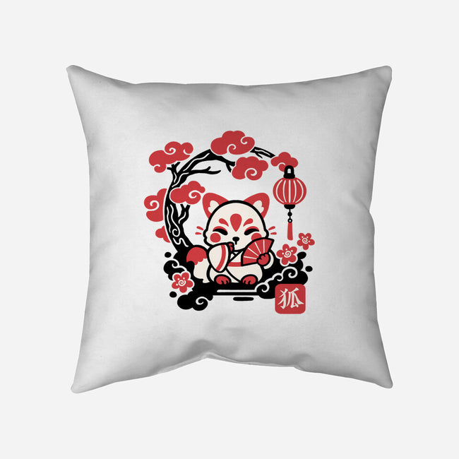 Kokeshi Kitsune-None-Removable Cover-Throw Pillow-NemiMakeit