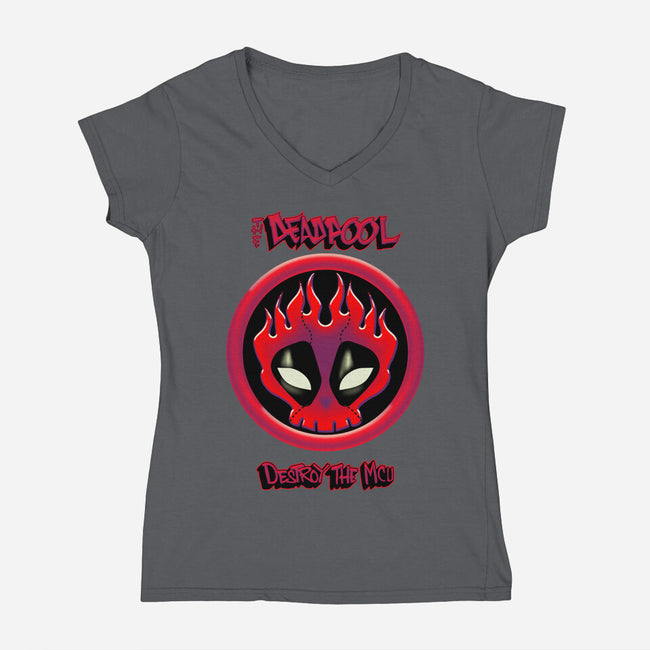 The Deadpool Destroy The MCU-Womens-V-Neck-Tee-Samuel