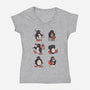 Penguin Moods-Womens-V-Neck-Tee-Arigatees