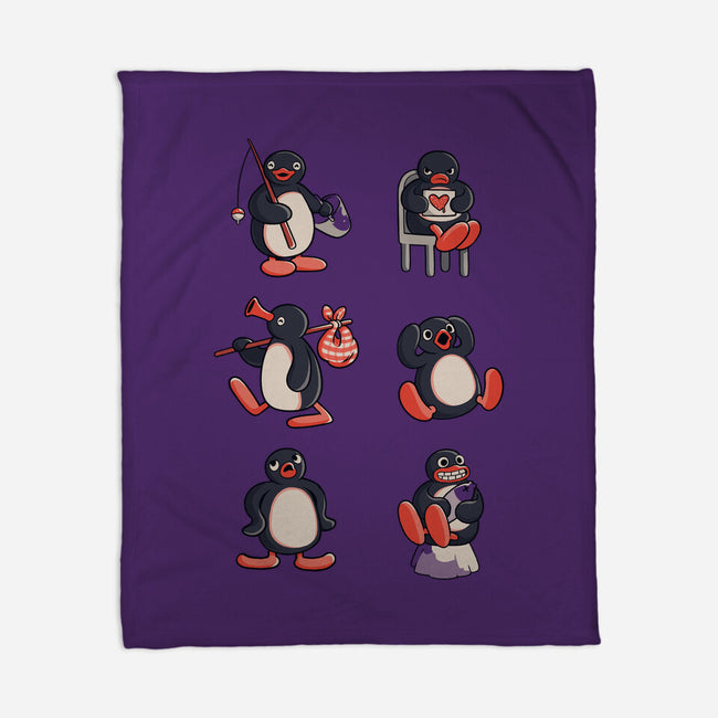 Penguin Moods-None-Fleece-Blanket-Arigatees