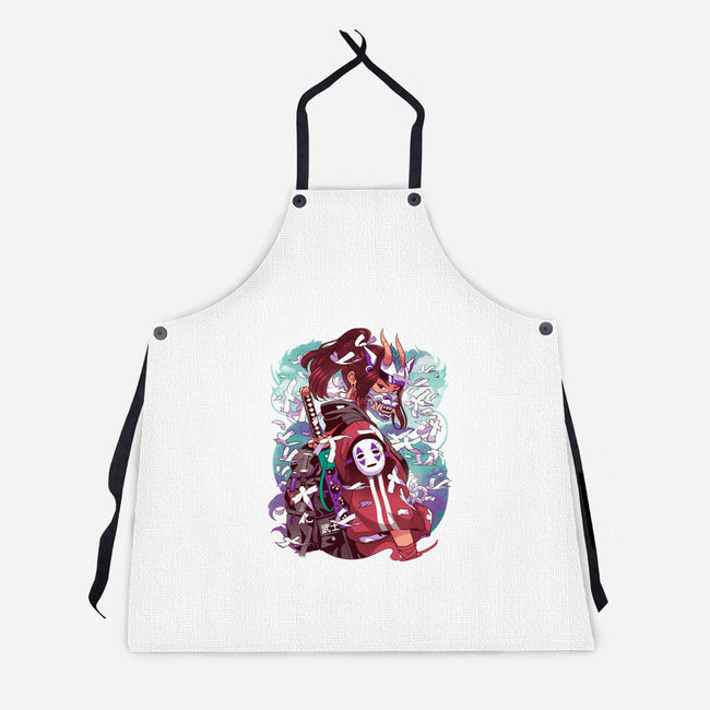 White Dragon Samurai-Unisex-Kitchen-Apron-Bruno Mota