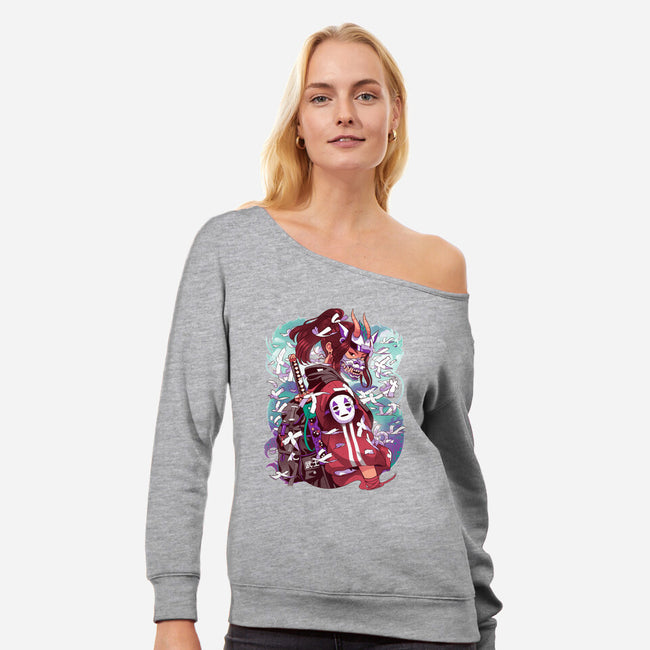 White Dragon Samurai-Womens-Off Shoulder-Sweatshirt-Bruno Mota