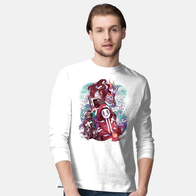 White Dragon Samurai-Mens-Long Sleeved-Tee-Bruno Mota