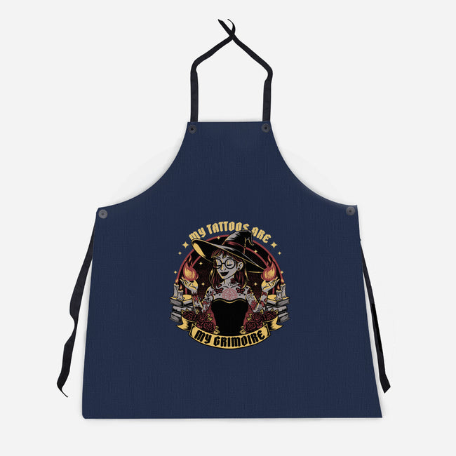 Witch Tattoo Grimoire-Unisex-Kitchen-Apron-Studio Mootant