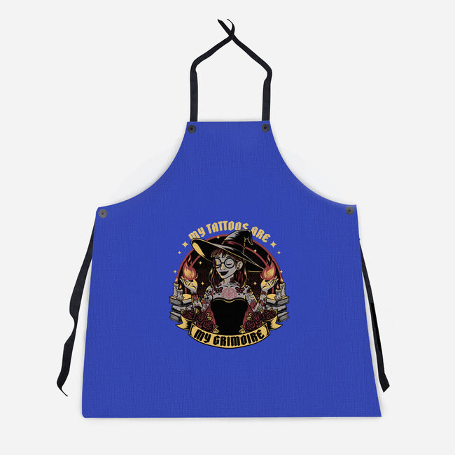 Witch Tattoo Grimoire-Unisex-Kitchen-Apron-Studio Mootant