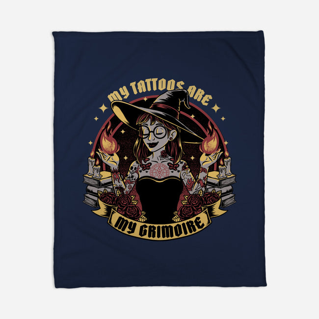 Witch Tattoo Grimoire-None-Fleece-Blanket-Studio Mootant