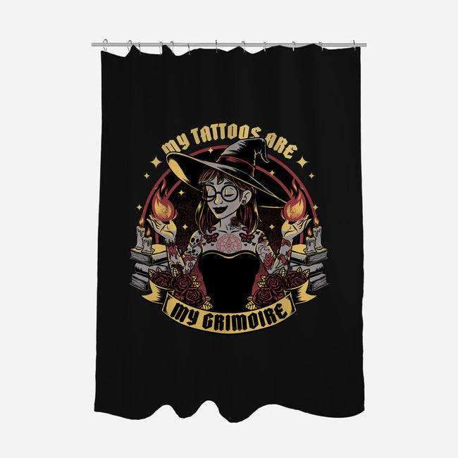 Witch Tattoo Grimoire-None-Polyester-Shower Curtain-Studio Mootant