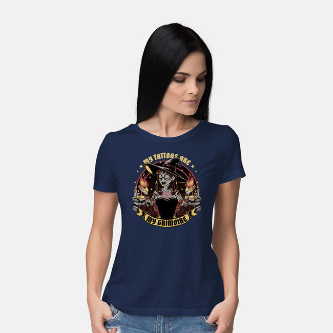 Witch Tattoo Grimoire-Womens-Basic-Tee-Studio Mootant