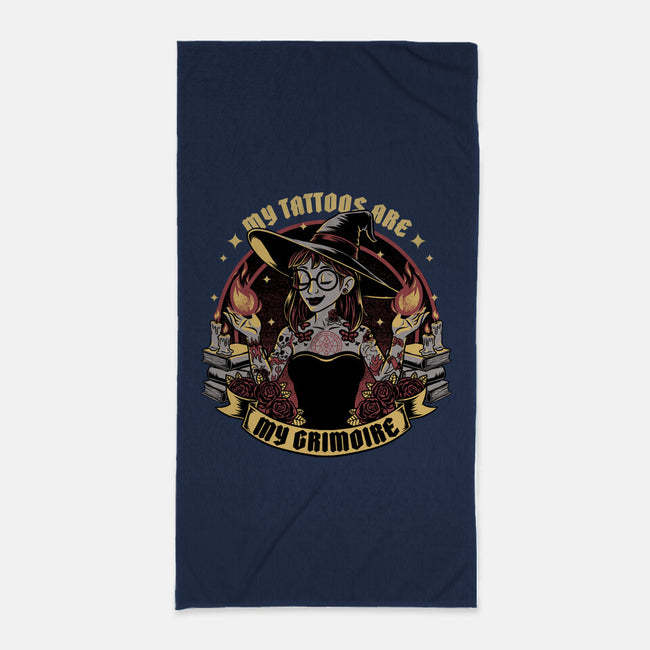 Witch Tattoo Grimoire-None-Beach-Towel-Studio Mootant