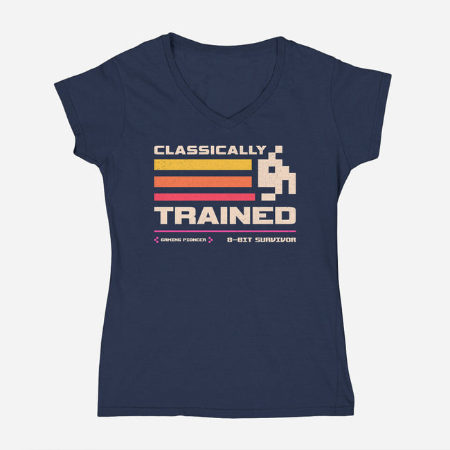 Classically Trained For Retro Gamers-Womens-V-Neck-Tee-sachpica