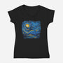 Starry Sky Sea Manta Ray-Womens-V-Neck-Tee-tobefonseca