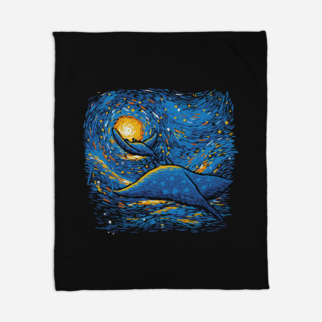 Starry Sky Sea Manta Ray-None-Fleece-Blanket-tobefonseca