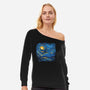 Starry Sky Sea Manta Ray-Womens-Off Shoulder-Sweatshirt-tobefonseca