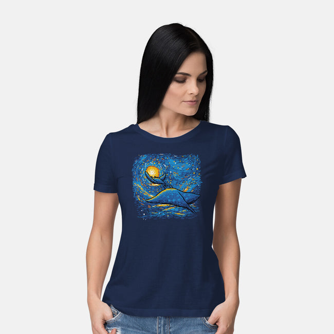 Starry Sky Sea Manta Ray-Womens-Basic-Tee-tobefonseca