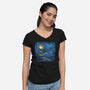 Starry Sky Sea Manta Ray-Womens-V-Neck-Tee-tobefonseca