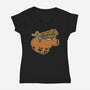 Capybara Cowboy-Womens-V-Neck-Tee-tobefonseca