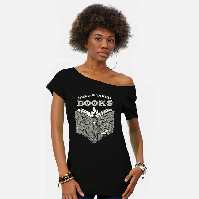 Read Banned Books-Womens-Off Shoulder-Tee-tobefonseca