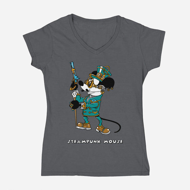 Steampunk Mouse-Womens-V-Neck-Tee-imisko