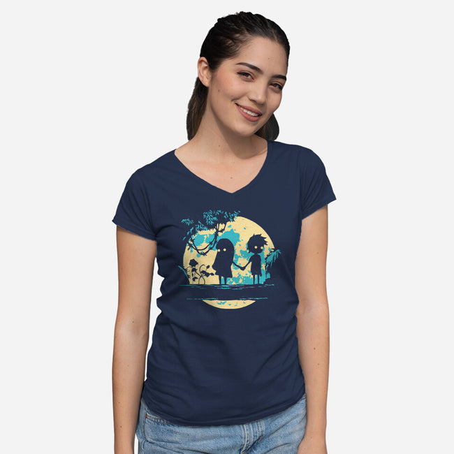 Limbo's Moon-Womens-V-Neck-Tee-Xentee