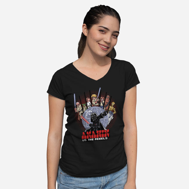 Anakin Vs The Rebels-Womens-V-Neck-Tee-zascanauta