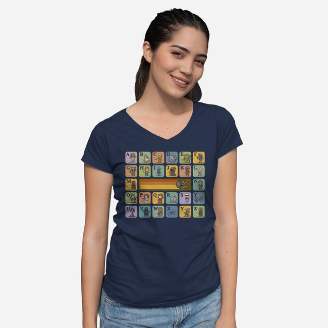 Alphabet Wars-Womens-V-Neck-Tee-kg07