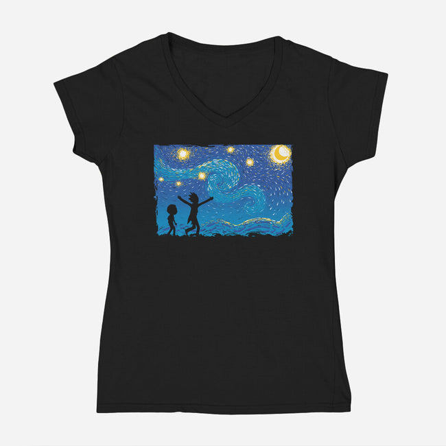 Rick And Gogh-Womens-V-Neck-Tee-Gleydson Barboza