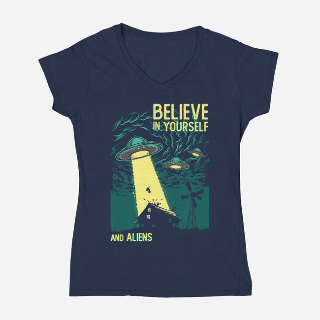 Yourself And Aliens-Womens-V-Neck-Tee-Gleydson Barboza