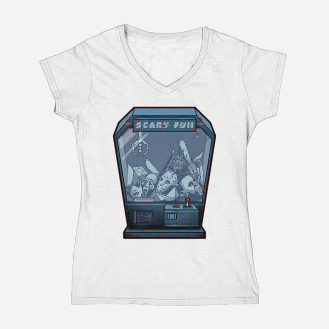 Horror Crane-Womens-V-Neck-Tee-Astrobot Invention